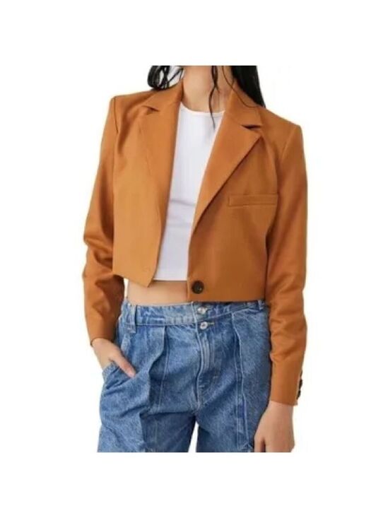 Free People Jackets & Blazers - Free People-cropped blazer Amber/brown size Small-NWOT